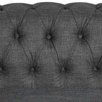 Canapé d'angle Chesterfield avec pouf et 6 oreillers, canapé en forme de U en tissu de lin avec méridienne et pieds en bois d'hévéa pour le salon