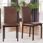 Lot de 2 chaises de salle à manger rembourrées, cadre en métal espresso, assise rembourrée, style moderne
