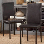 Lot de 2 chaises de salle à manger rembourrées, cadre en métal espresso, assise rembourrée, style moderne