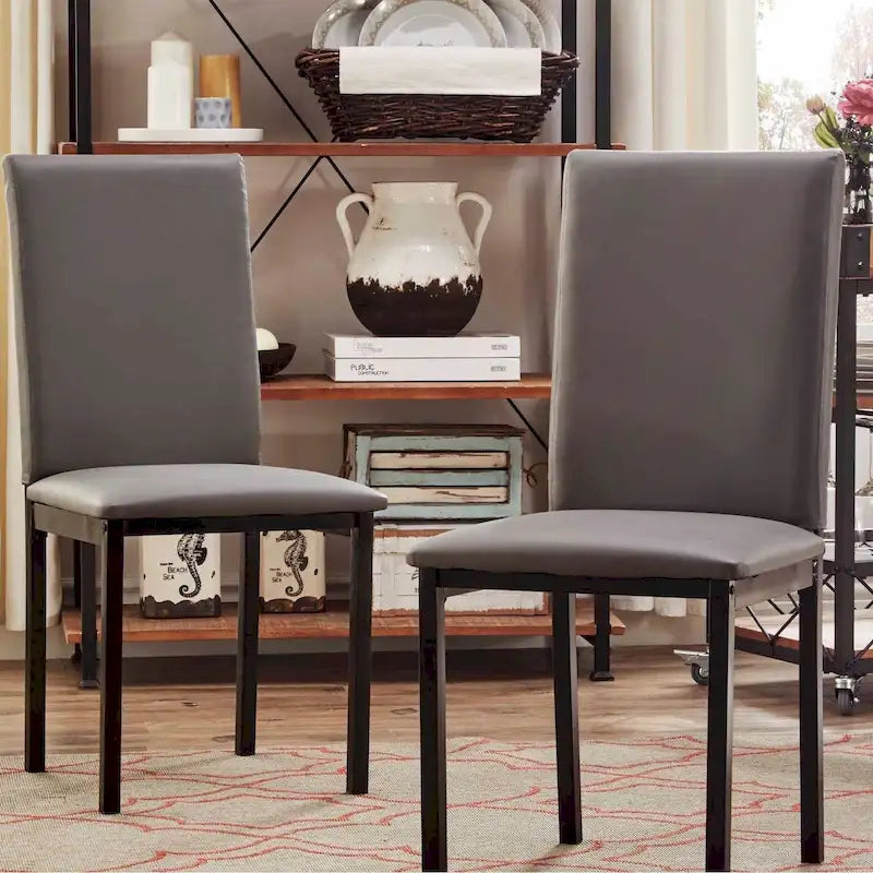 Lot de 2 chaises de salle à manger rembourrées, cadre en métal espresso, assise rembourrée, style moderne
