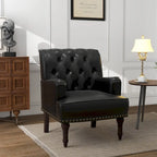 Fauteuils d'appoint en cuir végétalien capitonné avec garniture cloutée