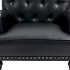 Fauteuils d'appoint en cuir végétalien capitonné avec garniture cloutée
