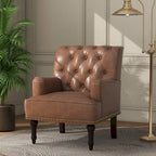 Fauteuils d'appoint en cuir végétalien capitonné avec garniture cloutée