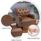 Fauteuils d'appoint en cuir végétalien capitonné avec garniture cloutée