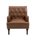 Fauteuils d'appoint en cuir végétalien capitonné avec garniture cloutée