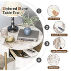Table d'appoint ronde avec tiroir de rangement, pieds en métal, table de chevet moderne pour chambre et salon