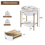 Table d'appoint ronde avec tiroir de rangement, pieds en métal, table de chevet moderne pour chambre et salon