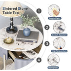 Table d'appoint ronde avec tiroir de rangement, pieds en métal, table de chevet moderne pour chambre et salon