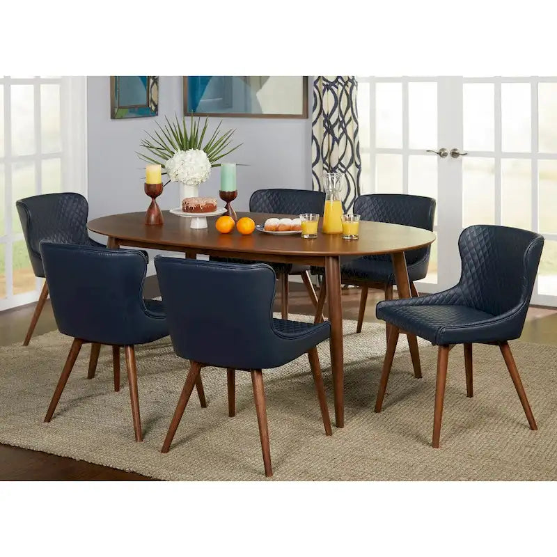 Table à manger ovale moderne, finition noyer ou noir, pieds effilés, fabrication en bois