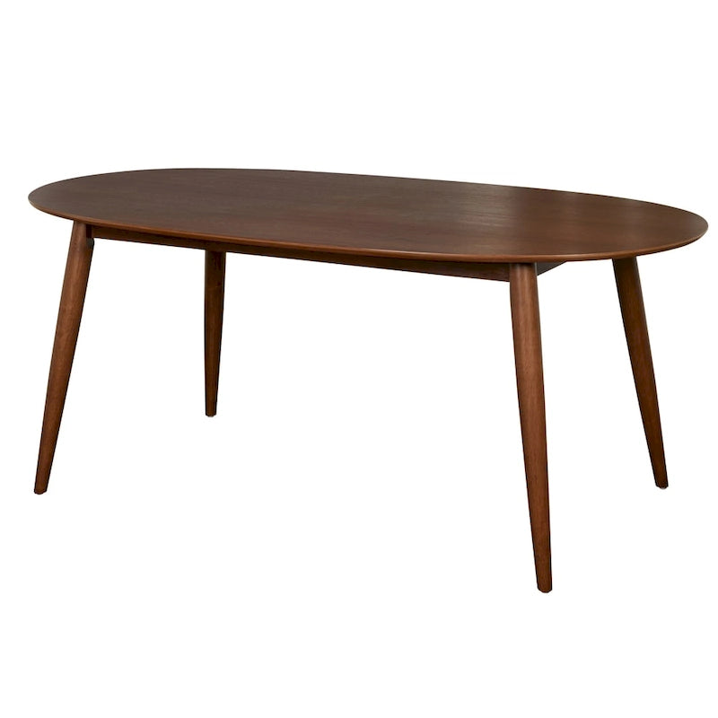 Table à manger ovale moderne, finition noyer ou noir, pieds effilés, fabrication en bois