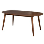 Table à manger ovale moderne, finition noyer ou noir, pieds effilés, fabrication en bois