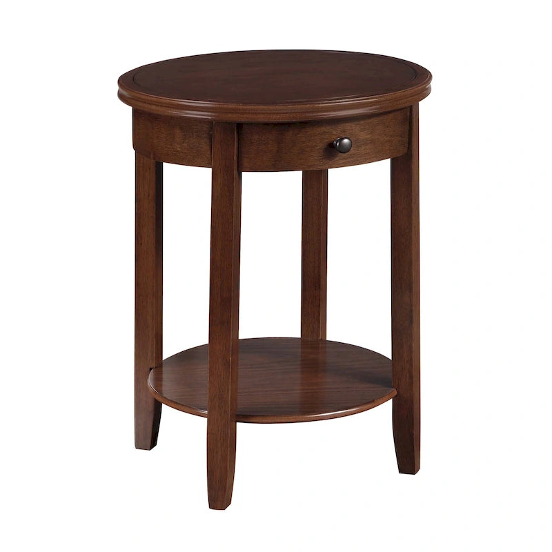 Table d'appoint avec 1 tiroir et étagère inférieure, style classique, pour salon