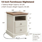 Table de chevet en bois vintage avec station de recharge, table d'appoint