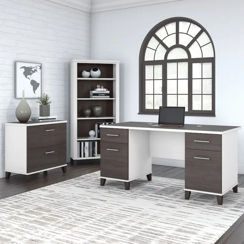 Bureau d'ordinateur de 152 cm avec tiroirs, bureau d'écriture pour bureau à domicile, plusieurs options de finition