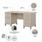 Bureau d'ordinateur de 152 cm avec tiroirs, bureau d'écriture pour bureau à domicile, plusieurs options de finition