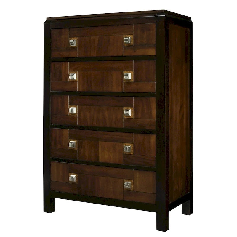 Ensemble de chambre 3 pièces en bois massif de noyer rustique, lit + commode + table de chevet, style ferme