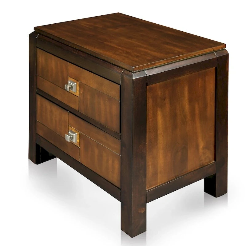 Ensemble de chambre 3 pièces en bois massif de noyer rustique, lit + commode + table de chevet, style ferme