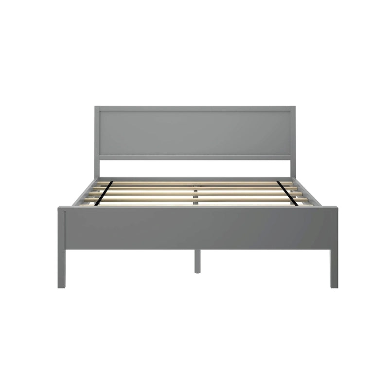 Lit plate-forme grand format avec tête de lit à panneaux, en bois de pin massif, ne nécessite pas de sommier à ressorts