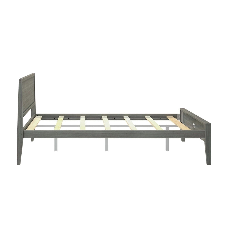 Lit plate-forme grand format avec tête de lit à panneaux, en bois de pin massif, ne nécessite pas de sommier à ressorts