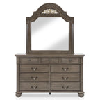 Chambre à coucher 5 pièces style classique en bois gris, ensemble traditionnel
