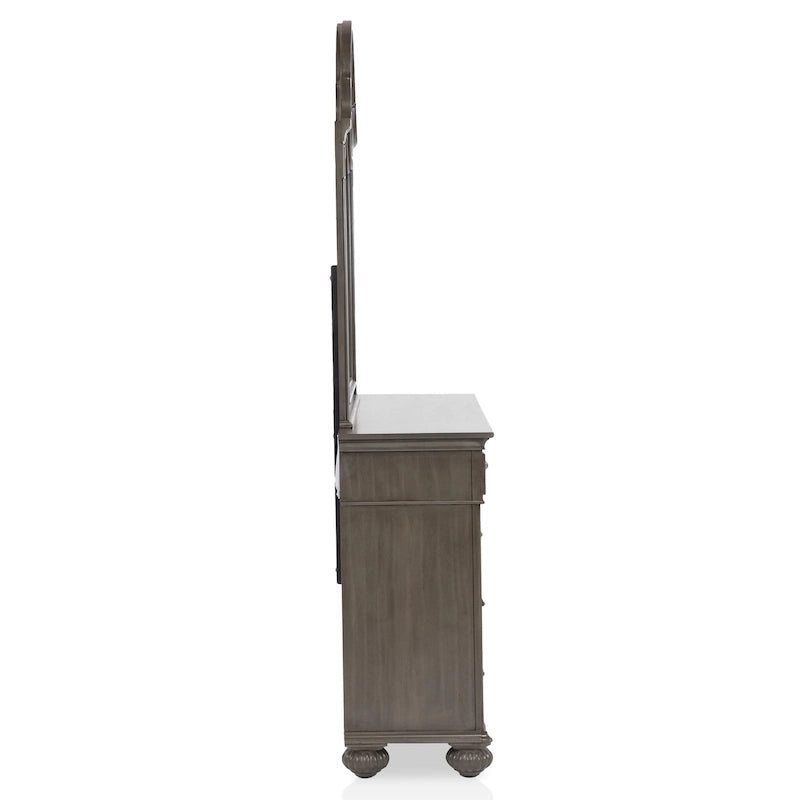 Chambre à coucher 5 pièces style classique en bois gris, ensemble traditionnel