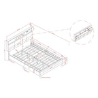 Lit de rangement capitonné gris avec ports de chargement USB, lit plateforme, chambre moderne