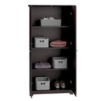 Meuble de rangement haut 79,8 cm (L) x 41,4 cm (l) x 155,2 cm (H), finition chêne expresso, étagères réglables