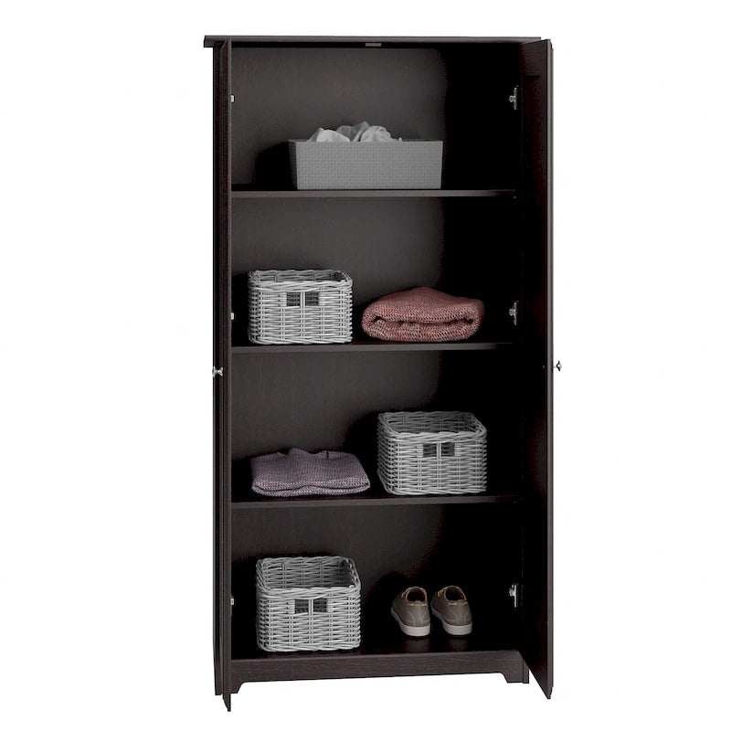 Meuble de rangement haut 79,8 cm (L) x 41,4 cm (l) x 155,2 cm (H), finition chêne expresso, étagères réglables