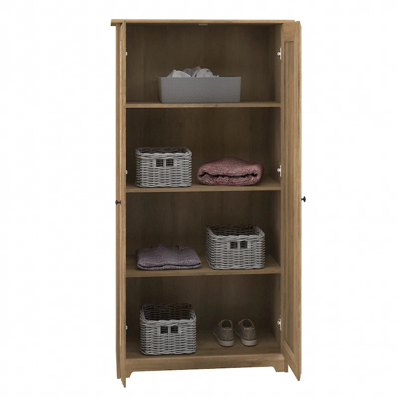 Meuble de rangement haut 79,8 cm (L) x 41,4 cm (l) x 155,2 cm (H), finition chêne expresso, étagères réglables