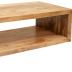 Table basse Keli de 58 pouces en bois de manguier, cube ouvert, 1 étagère, marron naturel