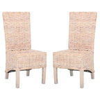 Lot de 2 chaises de salle à manger en osier naturel L 48 cm x P 56 cm x H 104 cm, style bohème côtier