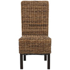 Lot de 2 chaises de salle à manger en osier naturel L 48 cm x P 56 cm x H 104 cm, style bohème côtier
