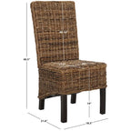 Lot de 2 chaises de salle à manger en osier naturel L 48 cm x P 56 cm x H 104 cm, style bohème côtier