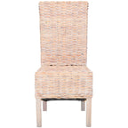 Lot de 2 chaises de salle à manger en osier naturel L 48 cm x P 56 cm x H 104 cm, style bohème côtier