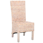 Lot de 2 chaises de salle à manger en osier naturel L 48 cm x P 56 cm x H 104 cm, style bohème côtier
