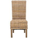 Lot de 2 chaises de salle à manger en osier naturel L 48 cm x P 56 cm x H 104 cm, style bohème côtier