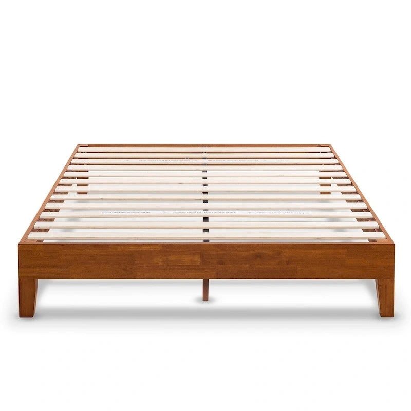 Cadre de lit plateforme en bois massif 12", sommier à lattes, pas besoin de sommier tapissier, style Mid-Century