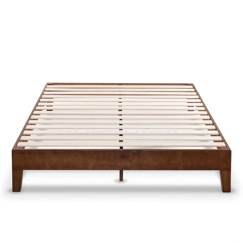 Cadre de lit plateforme en bois massif 12", sommier à lattes, pas besoin de sommier tapissier, style Mid-Century
