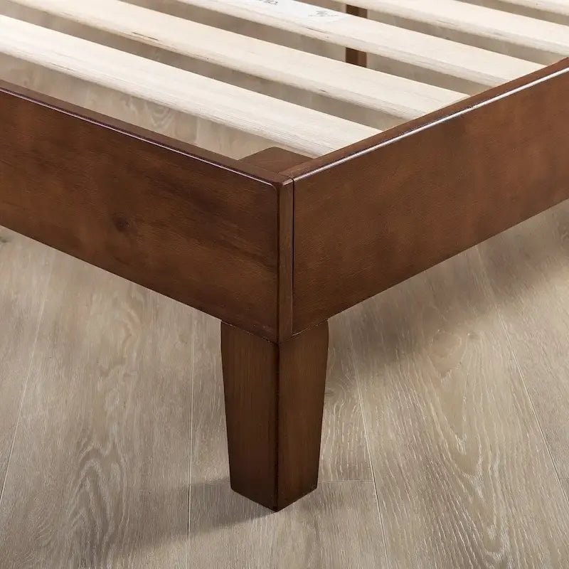 Cadre de lit plateforme en bois massif 12", sommier à lattes, pas besoin de sommier tapissier, style Mid-Century