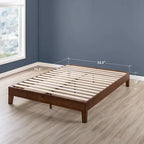 Cadre de lit plateforme en bois massif 12", sommier à lattes, pas besoin de sommier tapissier, style Mid-Century
