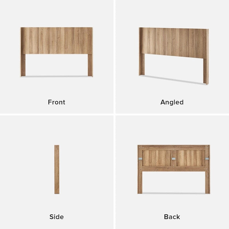 Tête de lit mopio Brooklyn, 158,5 cm de large, tête de lit seule, tête de lit en bois, ferme moderne, bohème, fixation murale, panneau cannelé