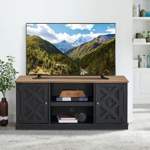 Meuble TV en bois brut imitation 54 po pour téléviseurs de 60 po - 54 po de largeur