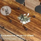 Table de bar haute 6 personnes avec repose-pieds, Table de bar haute avec plateau en bois épais et cadre métallique pour la maison/cuisine