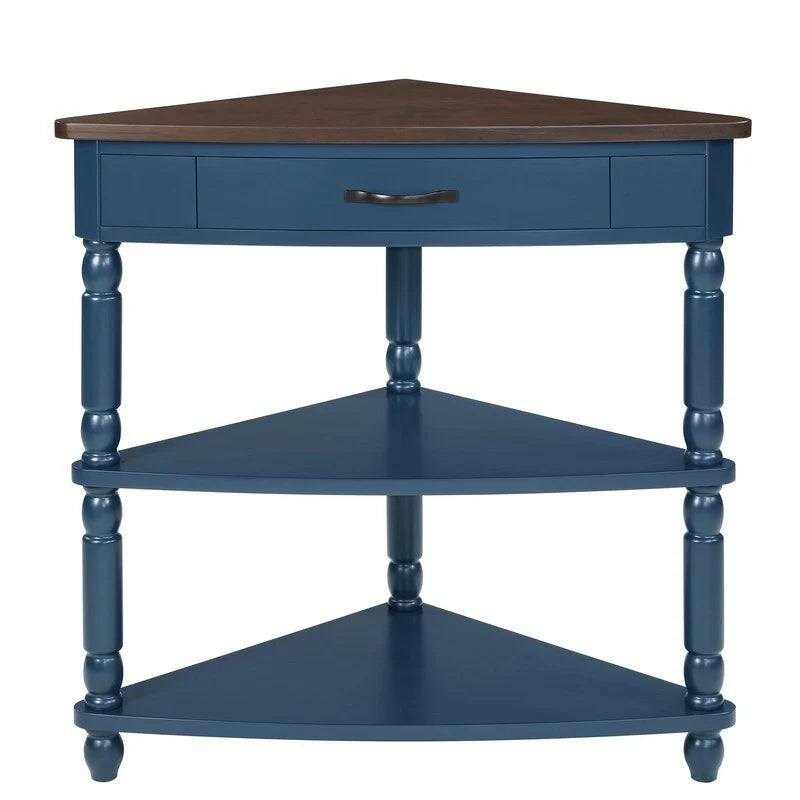 Table d'appoint d'angle triangulaire en bois pour petit salon
