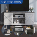 Meuble TV de ferme Moasis avec console média de porte de grange et centre de divertissement avec armoires de rangement