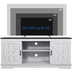Meuble TV de ferme Moasis avec console média de porte de grange et centre de divertissement avec armoires de rangement