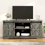 Meuble TV de ferme Moasis avec console média de porte de grange et centre de divertissement avec armoires de rangement