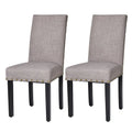 Lot de 2 chaises de salle à manger hautes en lin de 96,5 cm, cloutées, assise rembourrée, patins antidérapants