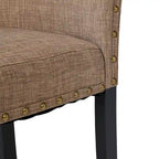 Lot de 2 chaises de salle à manger hautes en lin de 96,5 cm, cloutées, assise rembourrée, patins antidérapants