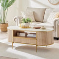 Table basse moderne de luxe à panneaux cannelés, table d'appoint avec plateau en faux marbre